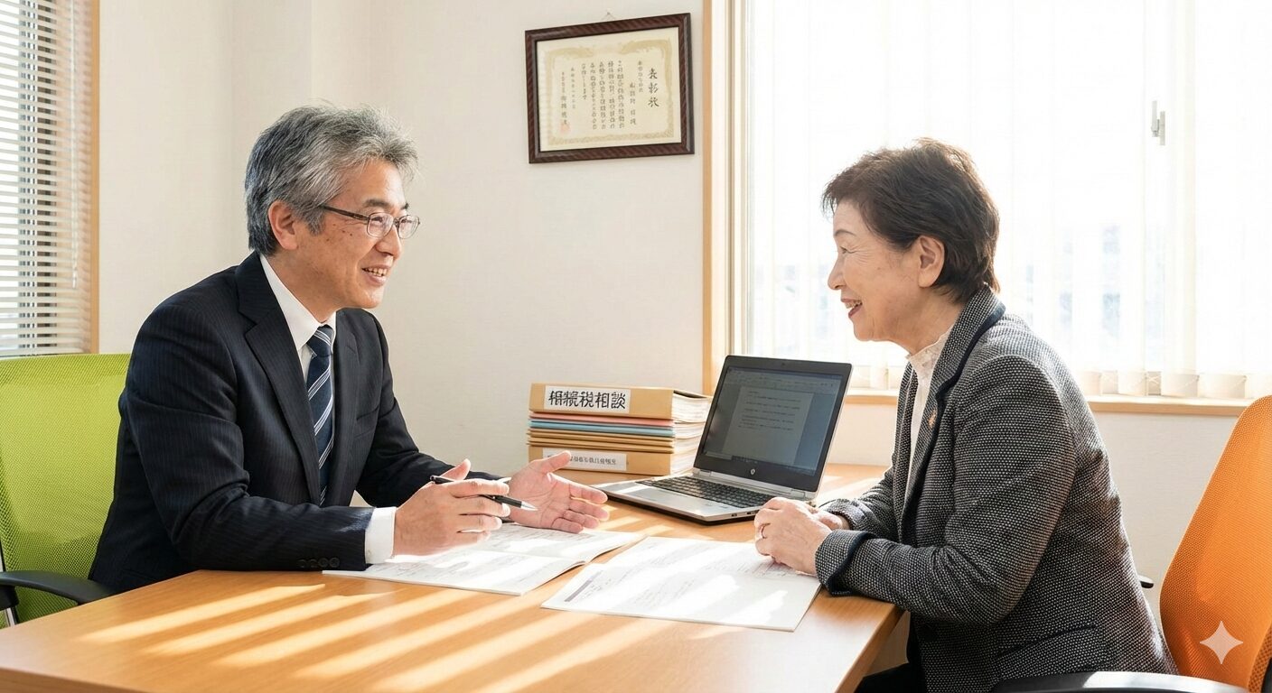 相続税の相談に乗る信頼できる税理士と相談者