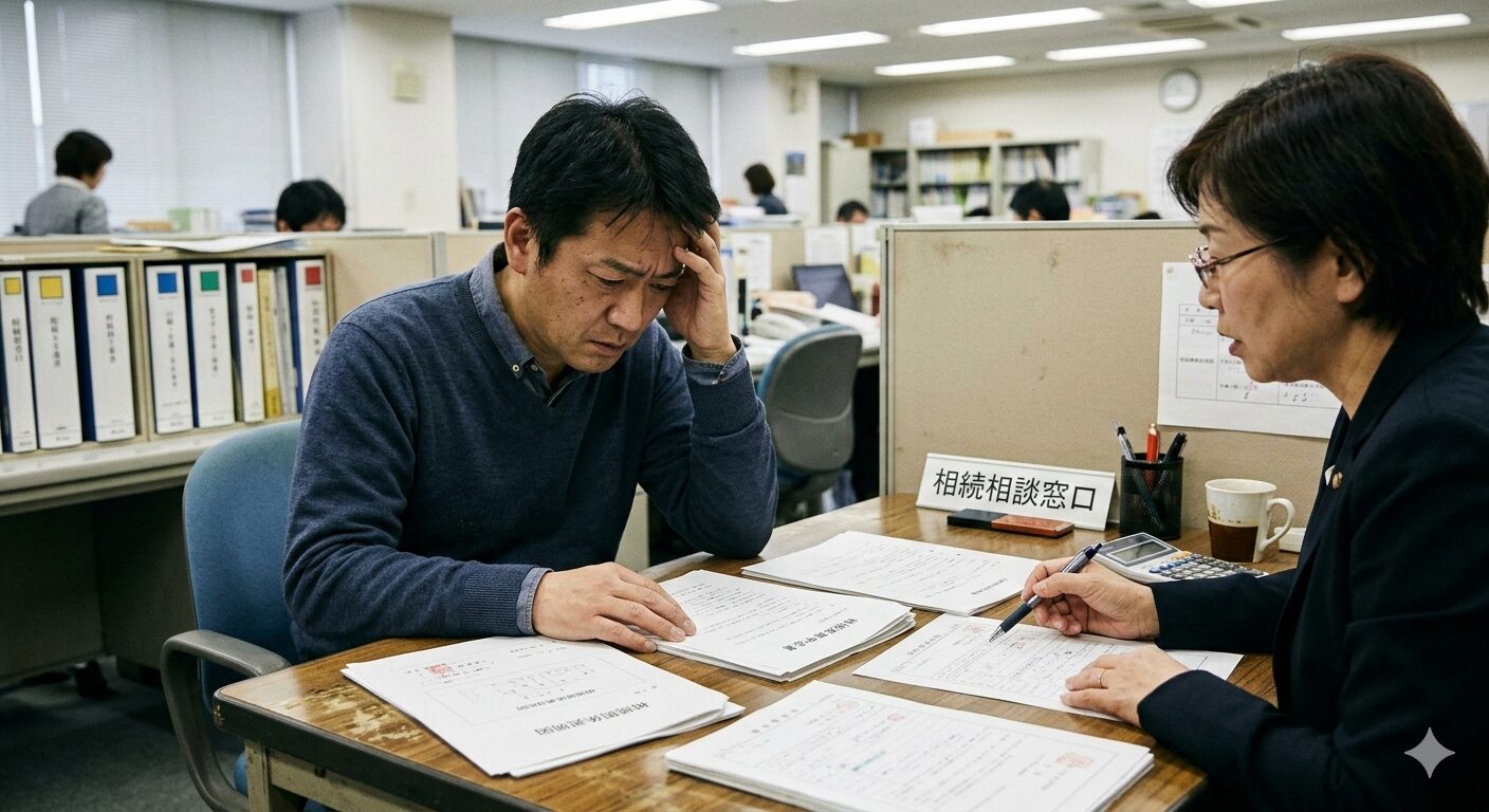 相続放棄の書類と困っている人のイメージ